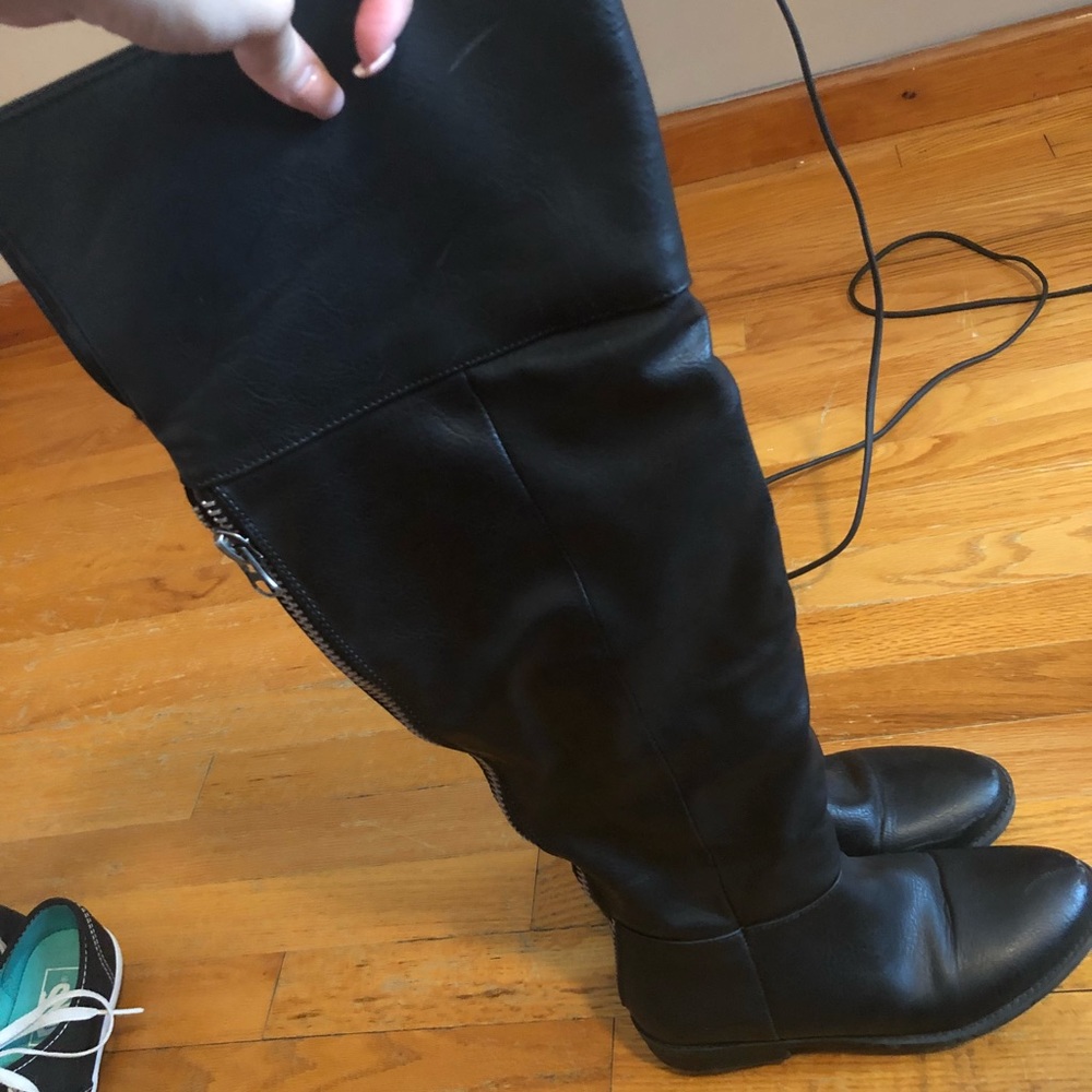 JustFab Black Over-the-Knee Zip-Back Boots - Picture 2 of 4